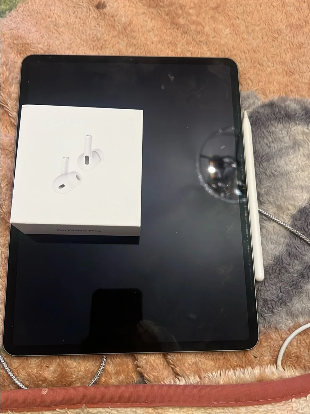 Black Tablet with White Stylus and Earbuds - Sleek Touchscreen Tablet